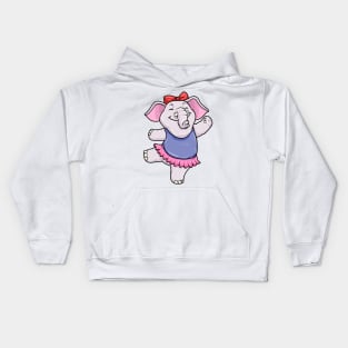 Cute elephant baby is dancing as a ballerina Kids Hoodie